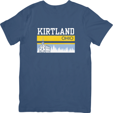 Adult ‘Varsity’ logo T-shirt in navy featuring Kirtland Ohio heritage design