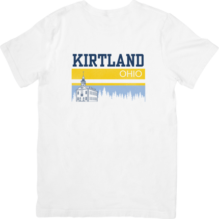 Adult ‘Varsity’ logo T-shirt in navy featuring Kirtland Ohio heritage design